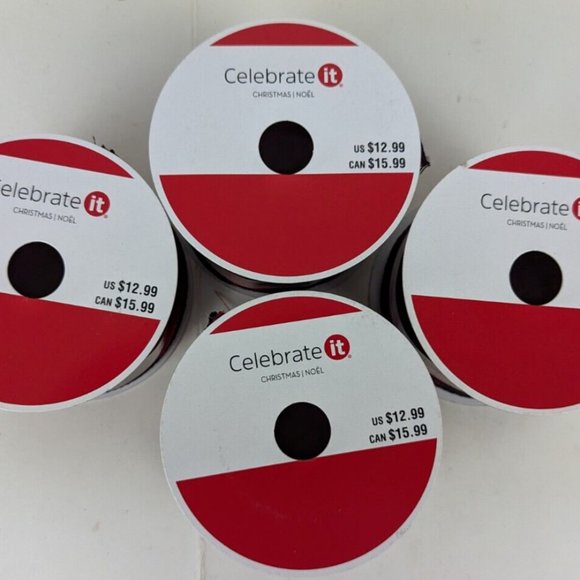 Red Black Buffalo Plaid Wired Holiday Crafting Ribbon 2 1/2 x 20 ft Lot of 4 - Picture 2 of 4